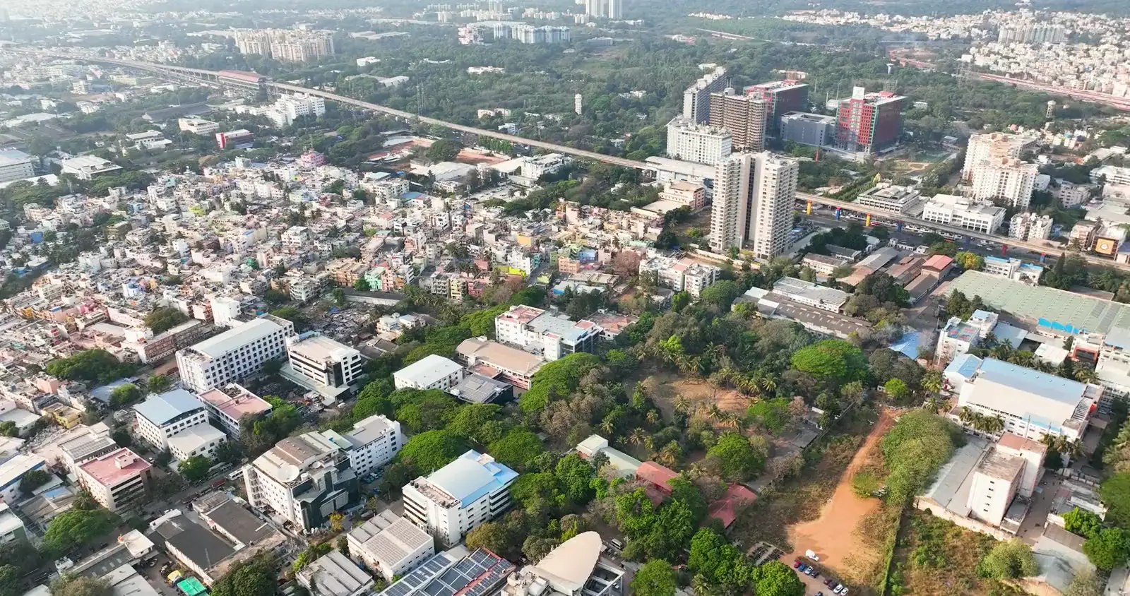 Aerial view over Bengaluru