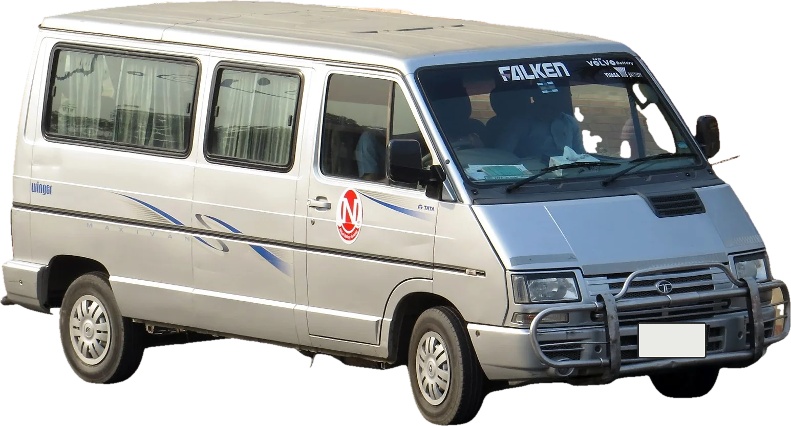 A silver Tata Winger van, front three-quarter view